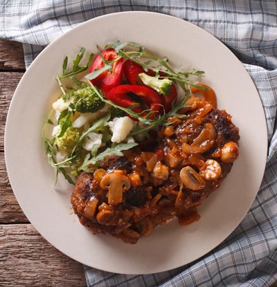 Steak salad with mushroom