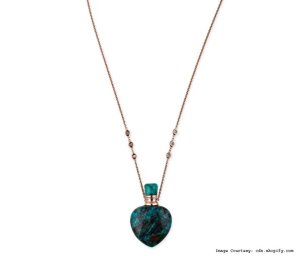 Diamond And Turquoise, Rose Gold Potion Necklace