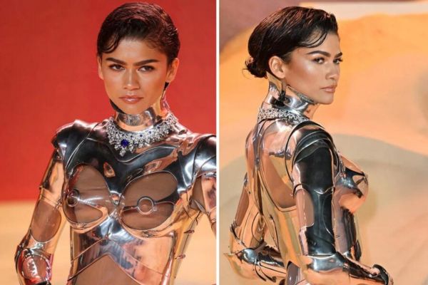 zendaya Side-Parted Low Bun